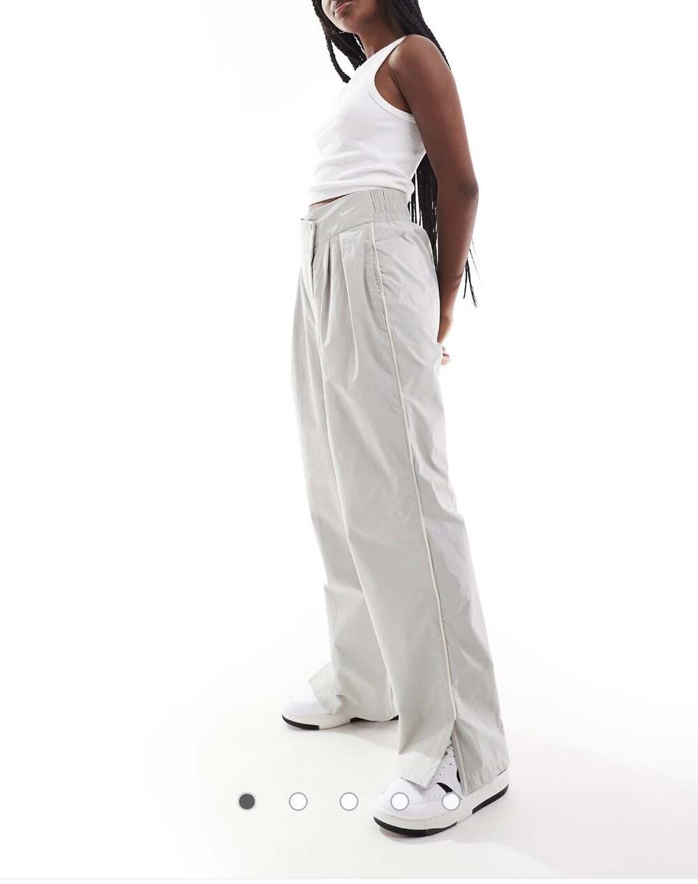 NEW Nike Women's Standard Fit Mid Rise Full Length Pants XL ASYM gray